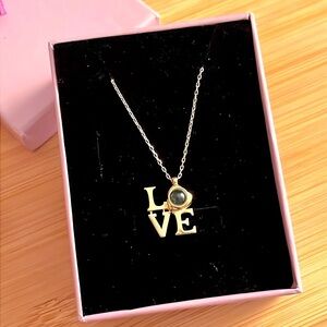 Brand New 14K Gold Plated Sterling Silver Necklace Love Lens Pendant 18" Adjust